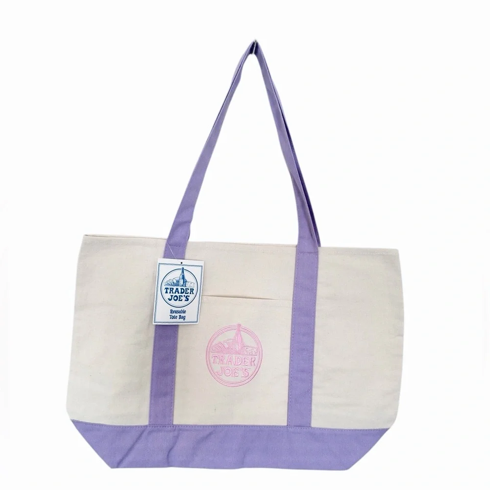 Trader Joe's Large Lavender Tote Bag NEW With Tags - Picture 4 of 8